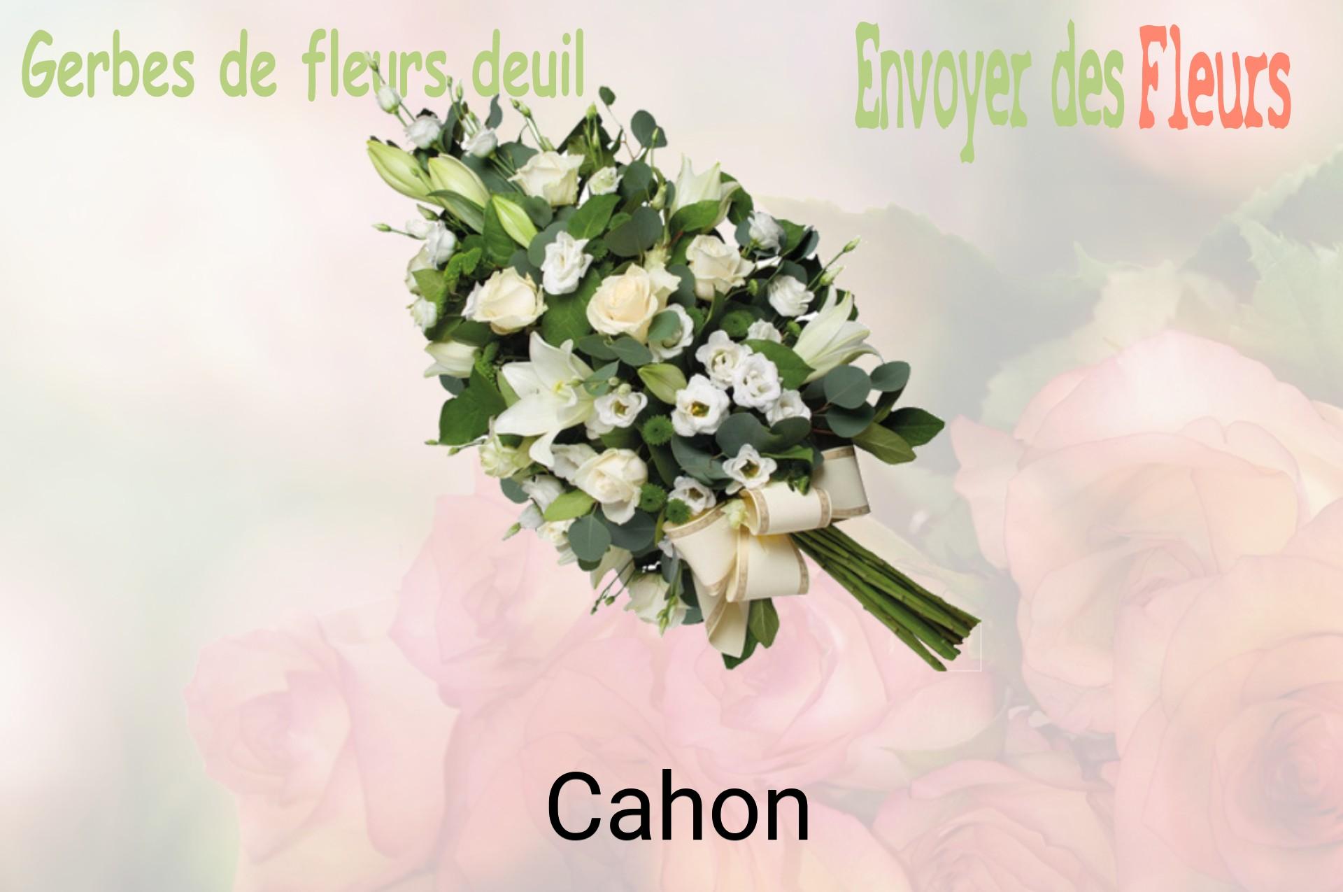Gerbe de fleurs de deuil livrée à Cahon